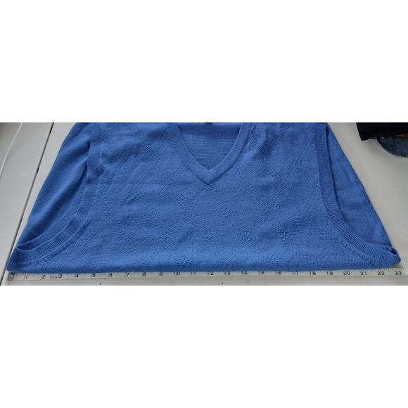 Club Room Blue Merino Wool Pull Over Sweater Vest Mens LG Old Money Minimalist - Picture 5 of 7